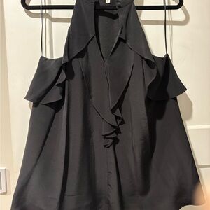 Lavender Brown Black Ruffle Halter Blouse